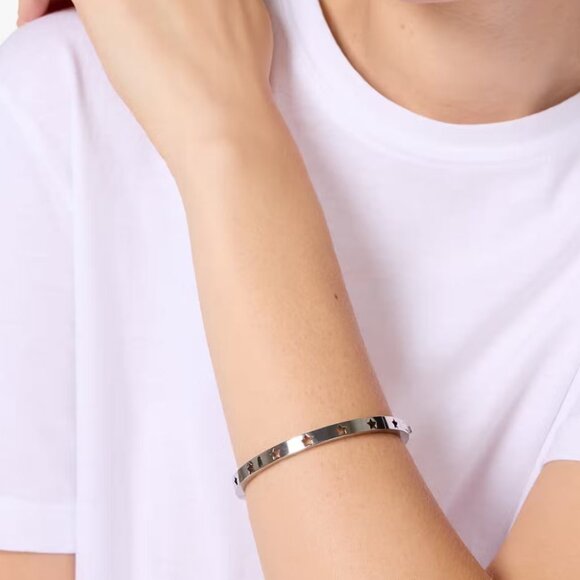 Kate Spade Cut To The Chase Star Bangle Logo Cuff Bracelet - Picture 7 of 13